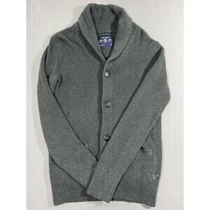 American Eagle Outfitters Shawl Collar Cardigan Mens Small Gray Cotton Sweater